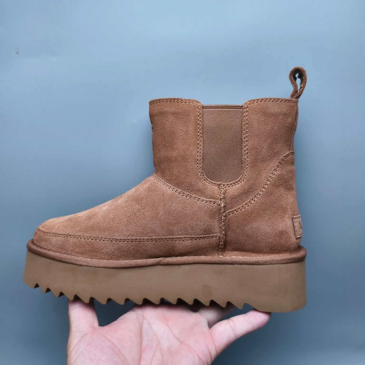 💰560 UGG sheepskin all-in-one snow boots 8051 thick-soled Chelsea casual shoes Color: maroon black antelope brown Matching size: 35-40